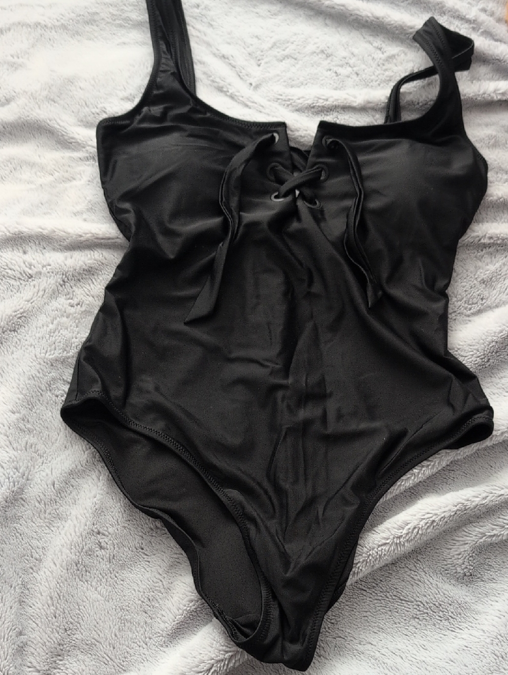 aerie Black One-Piece Swimsuit with Subtle Branding